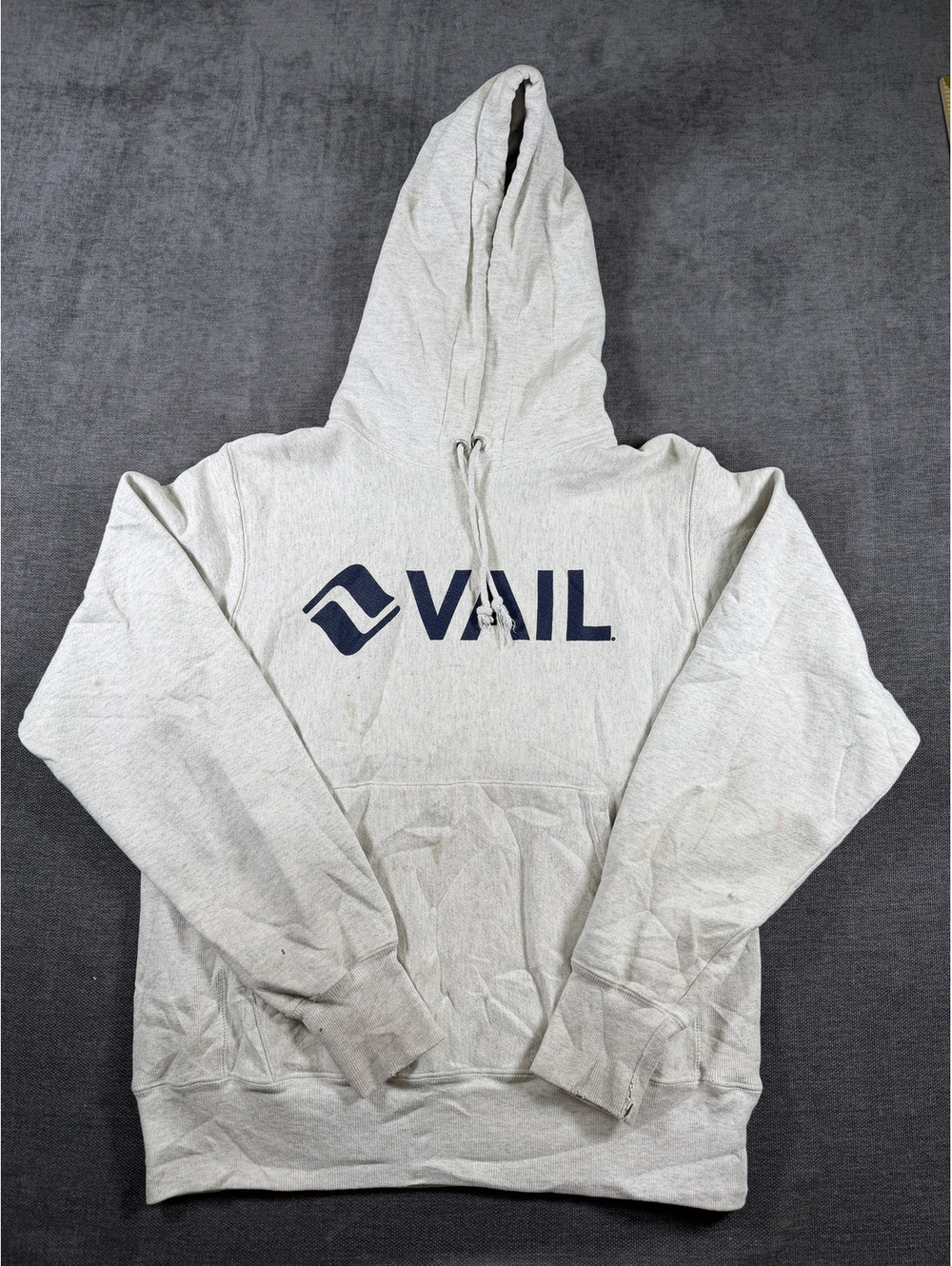 Vail Light Gray Pullover Hoodie with Front Pocket and Logo Size Small - Picture 1 of 12